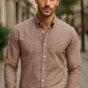 Banana Republic Men's Micro Checker Grant Fit Shirt